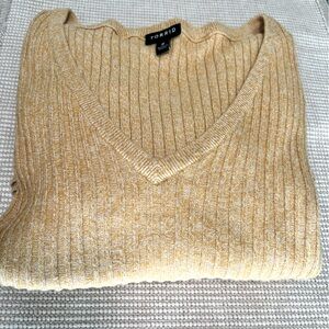 Soft mustard ribbed knit top